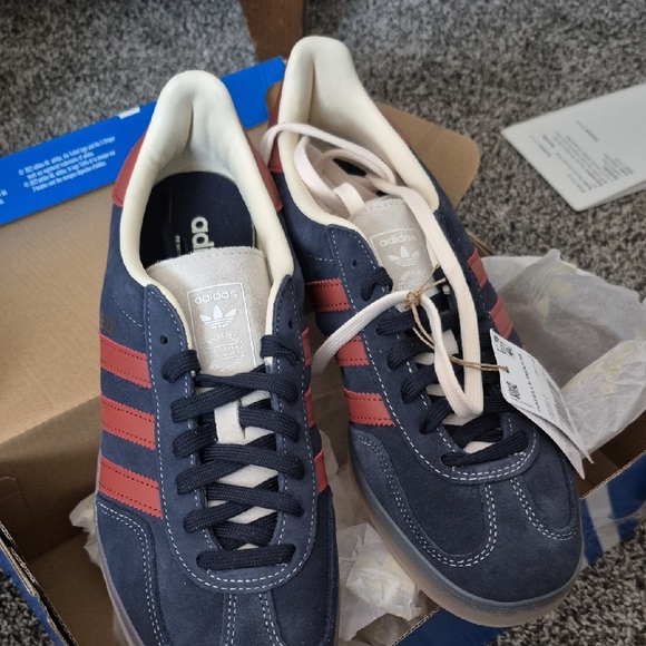 adidas Other - adidas Navy Suede Sneakers with Red Stripes